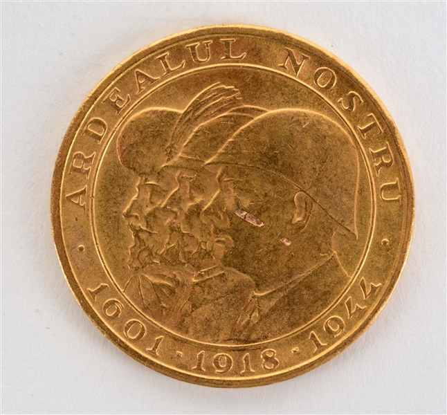 GOLD 1944 ROMANIA 20 LEI.