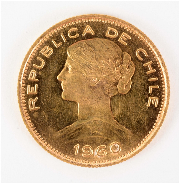 GOLD 1960 CHILE 100 PESOS.