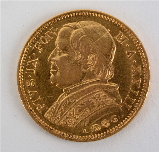GOLD 1868 VATICAN 20 LIRE.