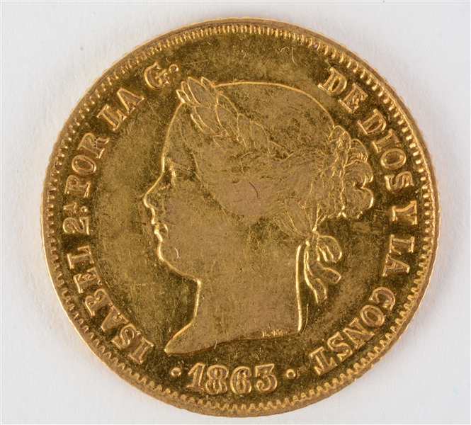 GOLD 1863 PHILIPPINES 4 PESOS.