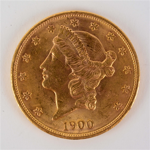 GOLD 1900 U.S.A. $20 LIBERTY DOUBLE EAGLE. 
