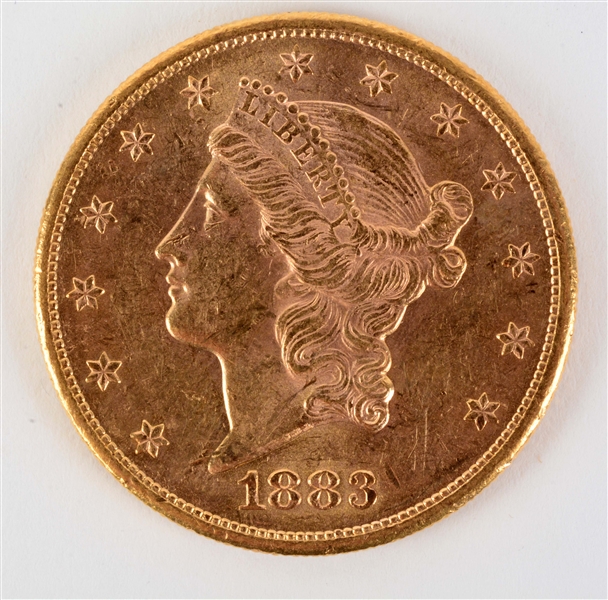 GOLD 1883 S U.S.A. $20 GOLD DOUBLE EAGLE. 
