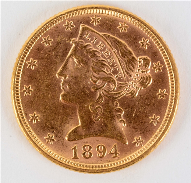 GOLD 1894 U.S.A. $5 GOLD HALF EAGLE. 