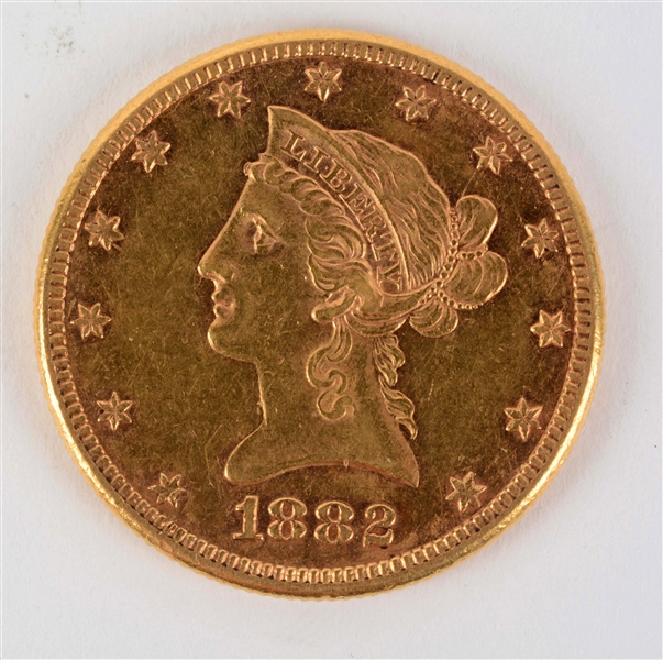 GOLD 1882 U.S.A. $10 GOLD LIBERTY EAGLE. 