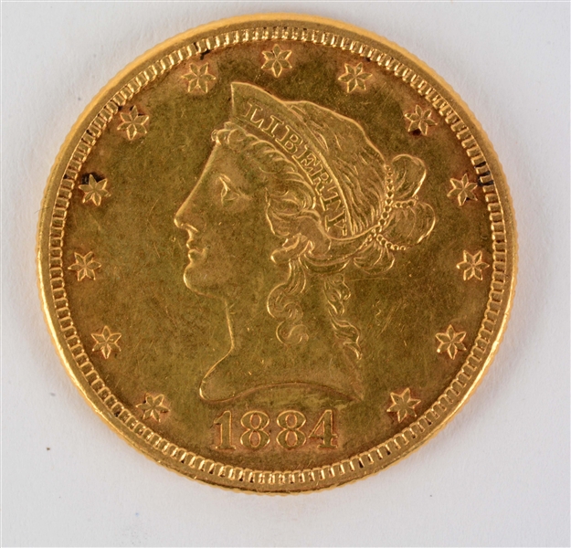 GOLD 1884 U.S.A. $10 GOLD LIBERTY EAGLE. 