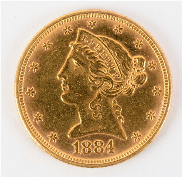 1884 $5 GOLD HALF EAGLE. 