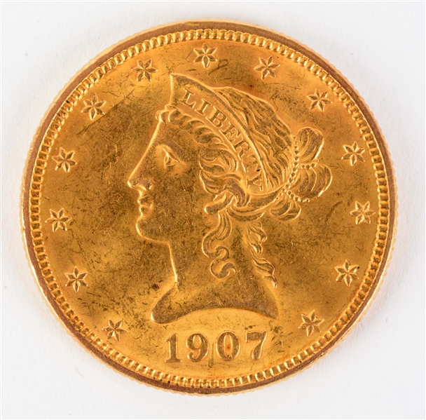 1907 TEN DOLLAR GOLD EAGLE.