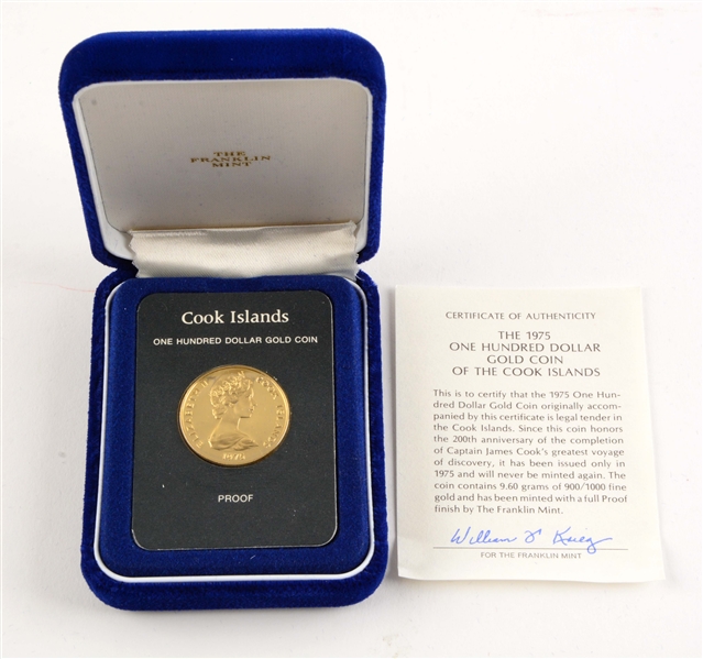 1975 GOLD $100 COOK ISLAND COIN.