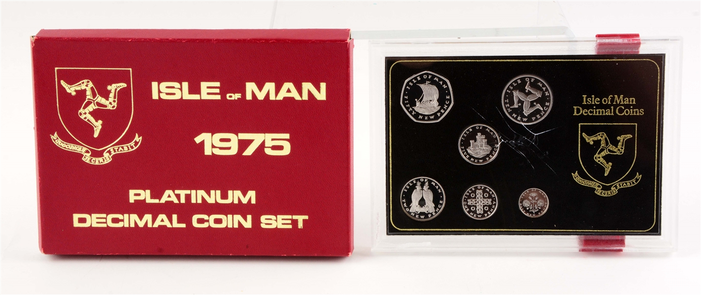 1975 PLATINUM DECIMAL ENGLISH ISLE OF MAN COIN SET.