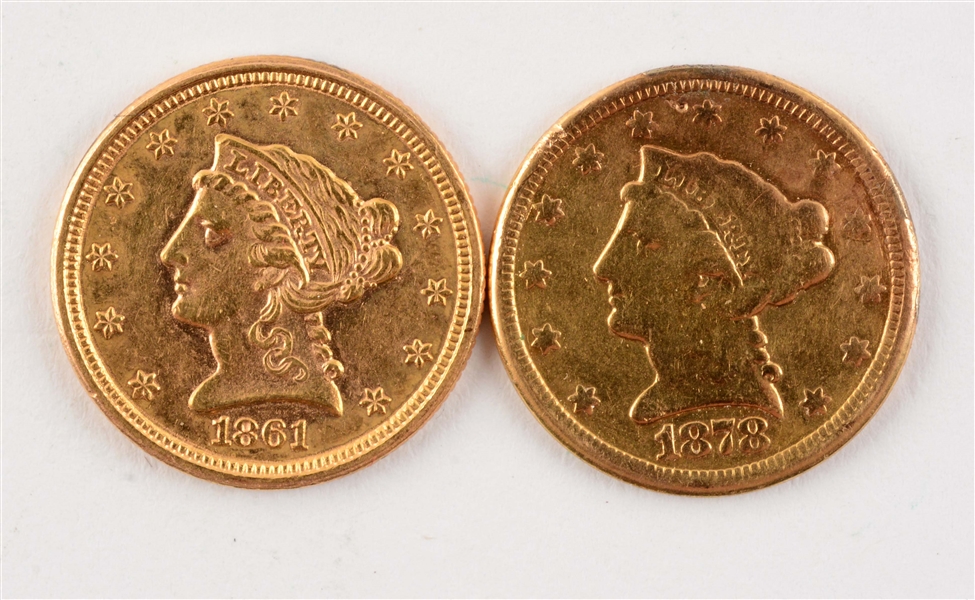 LOT OF 2: $2-1/2 GOLD LIBERTY COINS.  