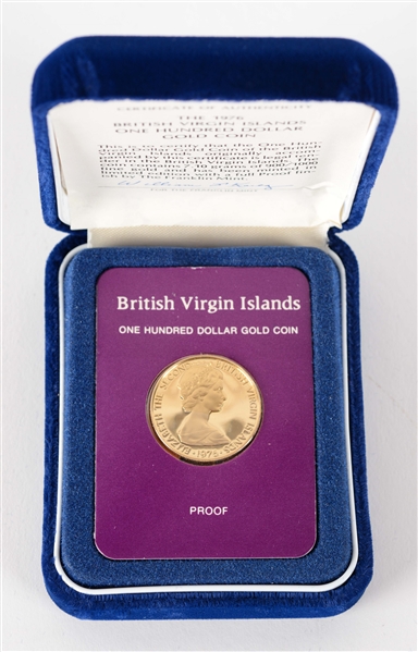 1976 GOLD $100 BRITISH VIRGIN ISLAND QUEEN ELIZABETH II COIN.
