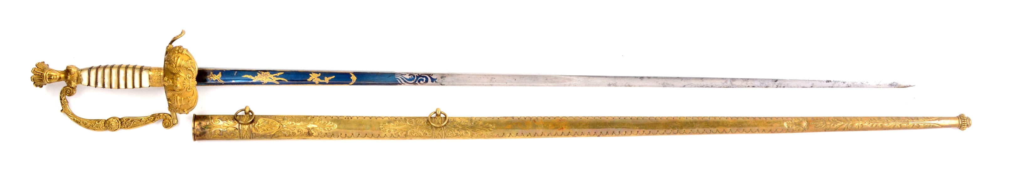 MILITIA OFFICERS INDIAN PRINCESS POMMEL SWORD WITH SCABBARD.
