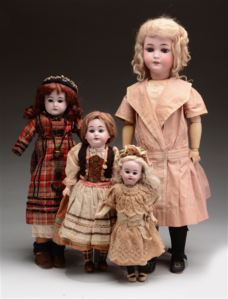 LOT OF 4: GERMAN OPEN MOUTH DOLLS.