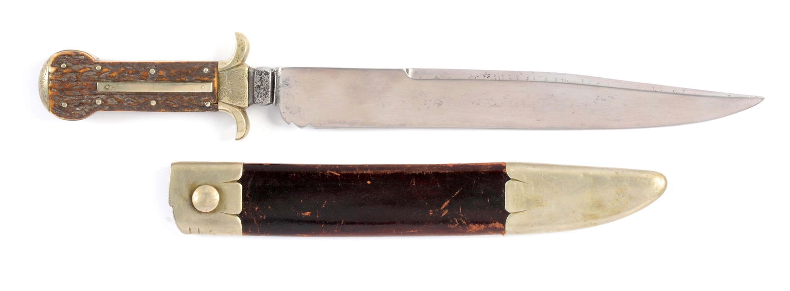 EARLY FORGED-BOLSTER DOGBONE BOWIE KNIFE MADE FOR WOLFE & CLARKS, NEW YORK.