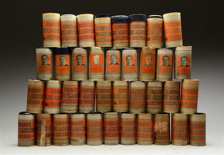 A LARGE LOT OF EDISON BLUE AMBER RECORDS.