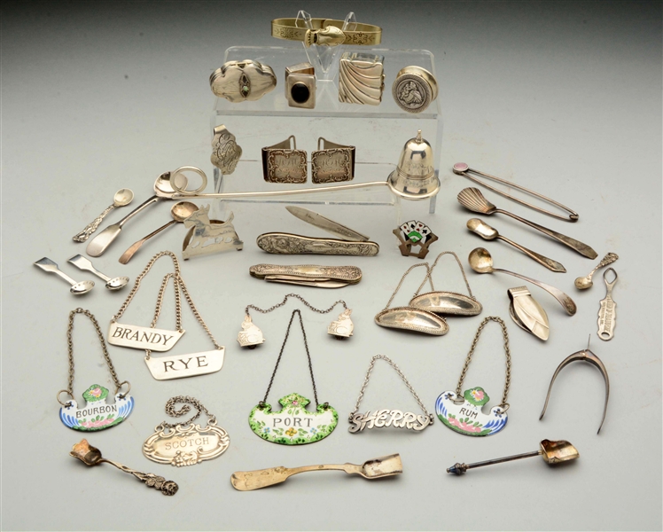 A LARGE ASSORTMENT OF STERLING & OTHER PIECES.