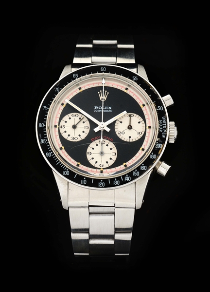 EXTREMELY RARE VINTAGE ROLEX STAINLESS STEEL "PAUL NEWMAN" COSMOGRAPH DAYTONA WRISTWATCH MODEL NUMBER 6264.