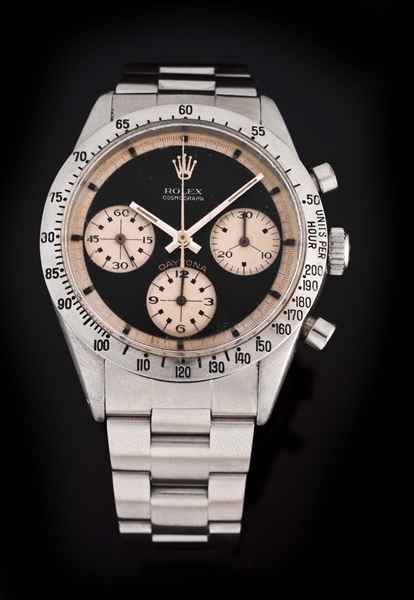 EXTREMELY RARE VINTAGE ROLEX STAINLESS STEEL "PAUL NEWMAN" COSMOGRAPH DAYTONA WRISTWATCH MODEL NUMBER 6239.