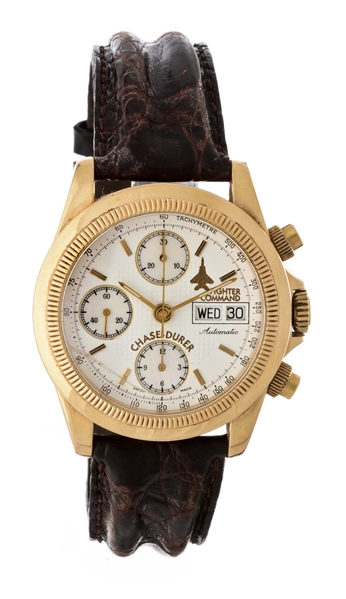 CHASE-DURER FIGHTER COMMAND 18K YELLOW GOLD DAY-DATE CHRONOGRAPH WRISTWATCH MODEL NUMBER CD-095.