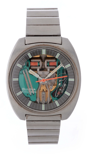 VINTAGE BULOVA ACCUTRON STAINLESS STEEL SPACEVIEW WRISTWATCH MODEL NUMBER M9.