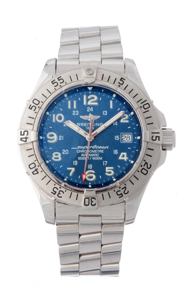 BREITLING STAINLESS STEEL SUPEROCEAN WRISTWATCH MODEL NUMBER A17360.