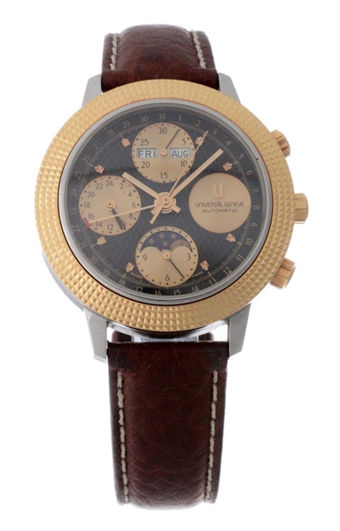 VINTAGE UNIVERSAL GENEVE AUTOMATIC DAY DATE MONTH MOONPHASE WRISTWATCH MODEL NUMBER 104.41.990.