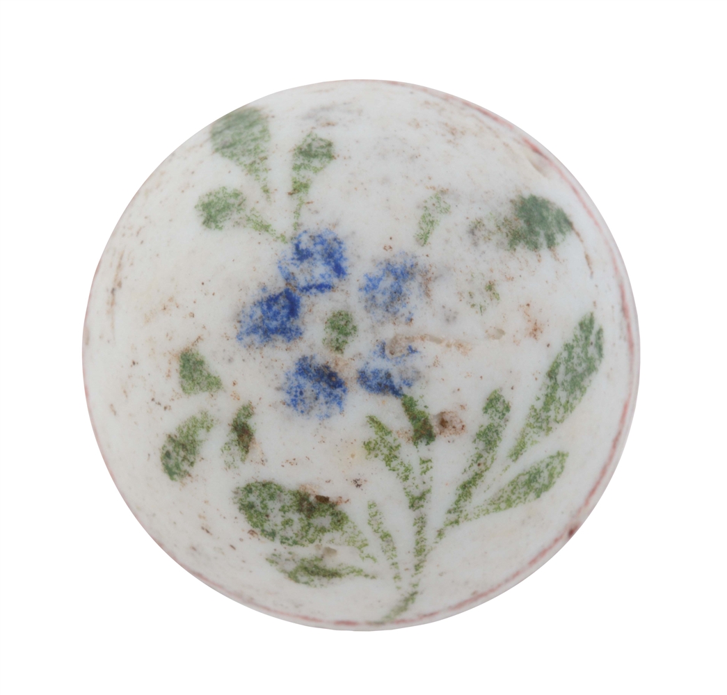 EARLY PERIOD BLUE DOT FLOWERED CHINA MARBLE.