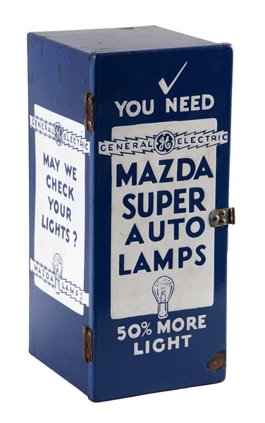 MAZDA AUTO LAMPS PORCELAIN PARTS CABINET.