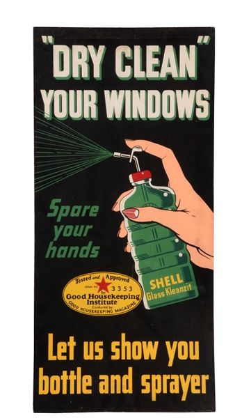 DRY CLEAN YOUR WINDOWS WITH SHELL GLASS KLEANZIT SIGN.