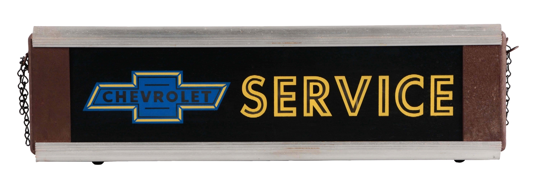 CHEVROLET SERVICE GLASS LIGHT UP STORE DISPLAY SIGN.