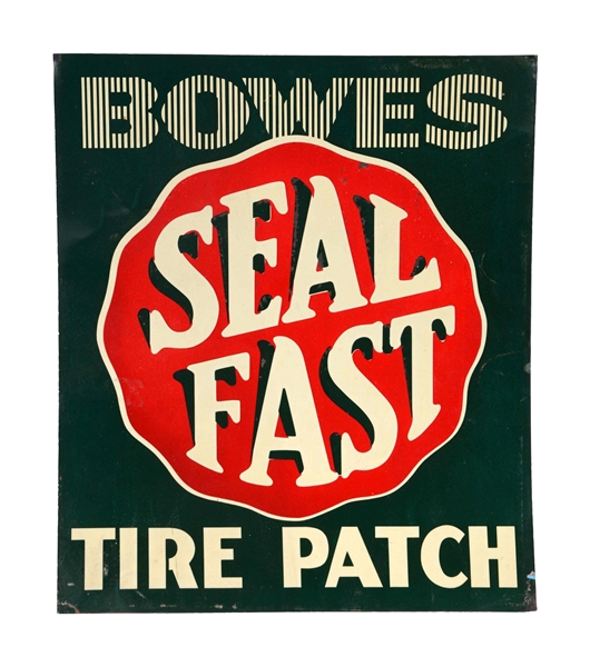 BOWES SEAL FAST TIRE PATCH TIN SIGN.
