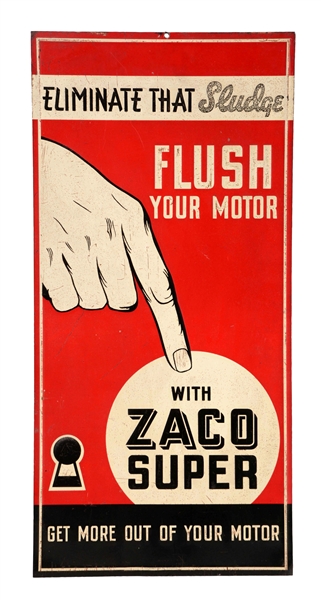 FLUSH YOUR MOTOR WITH ZACO SUPER EMBOSSED TIN SIGN.