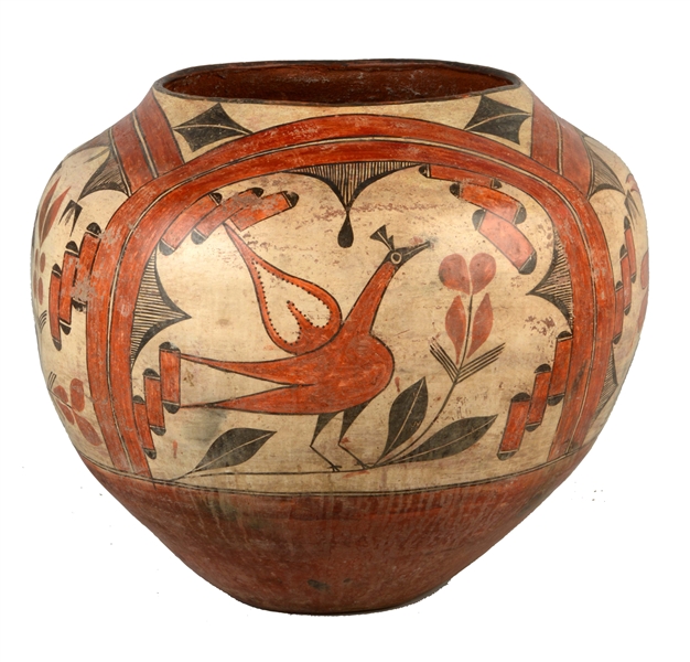 LARGE ZIA POLYCHROME POTTERY OLLA.