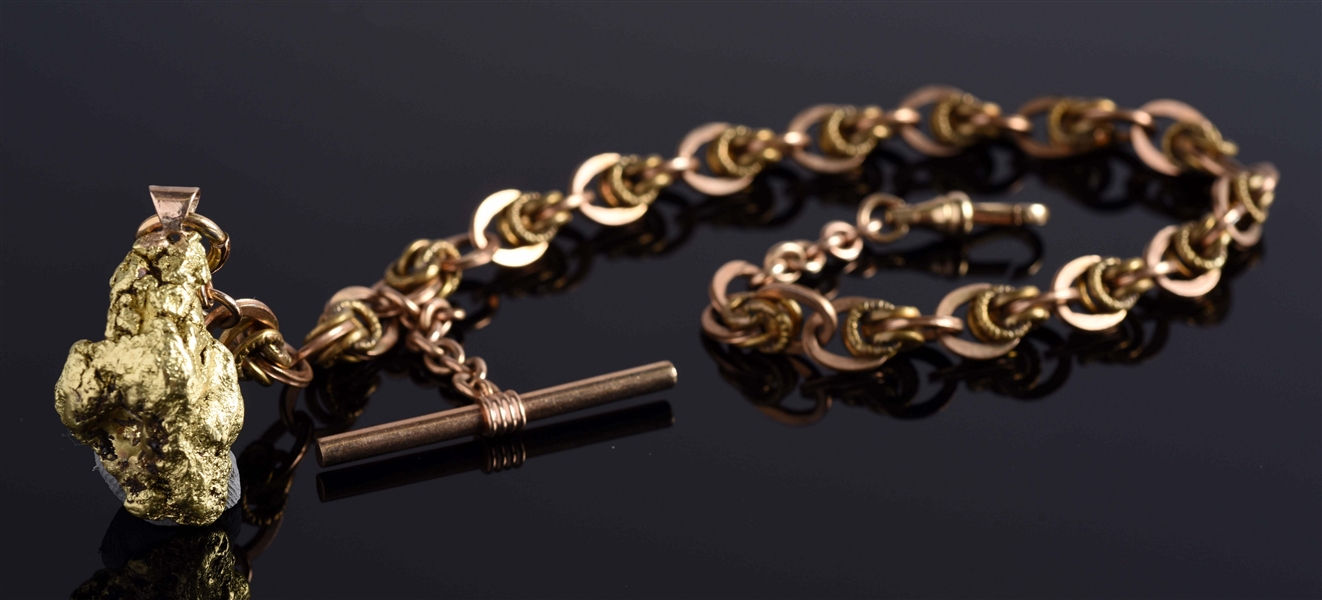 CHAIN WITH GOLD NUGGET FOB.