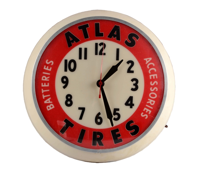 ATLAS TIRES DUALITE LIGHT UP CLOCK.