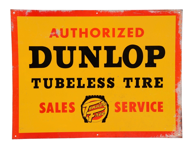 DUNLOP TIRES SALES & SERVICE TIN SIGN.