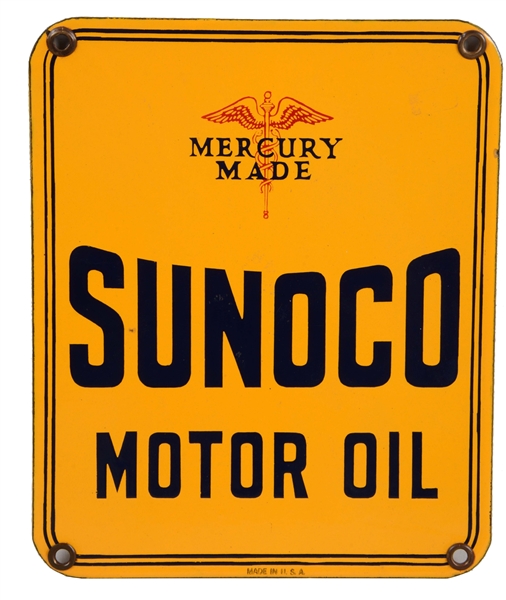 SUNOCO MERCURY MADE MOTOR OIL PORCELAIN LUBSTER PLATE.