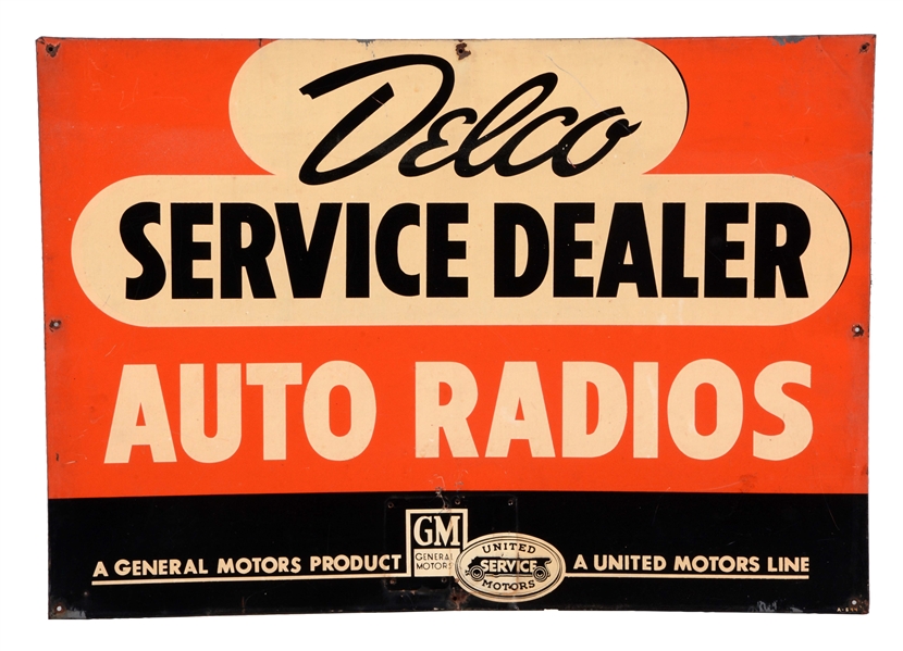 DELCO AUTO RADIOS SERVICE DEALER FOR GM & UNITED MOTORS SERVICE.