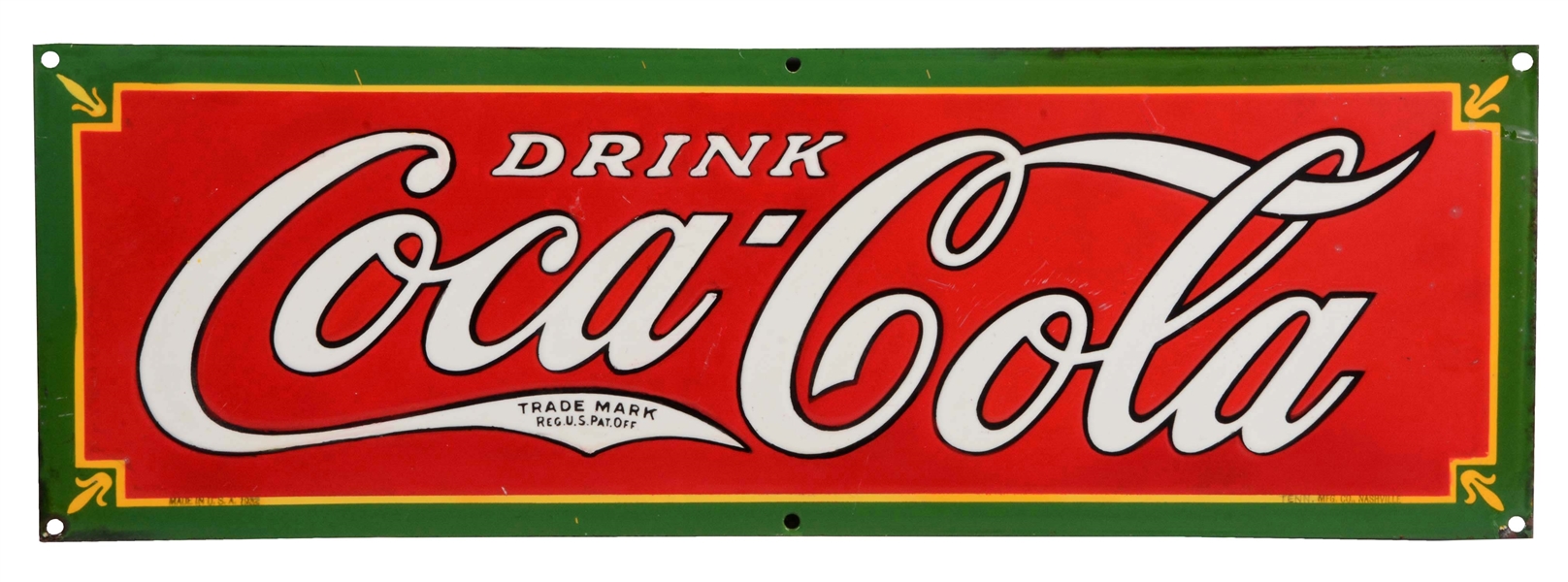 DRINK COCA-COLA PORCELAIN STRIP SIGN.