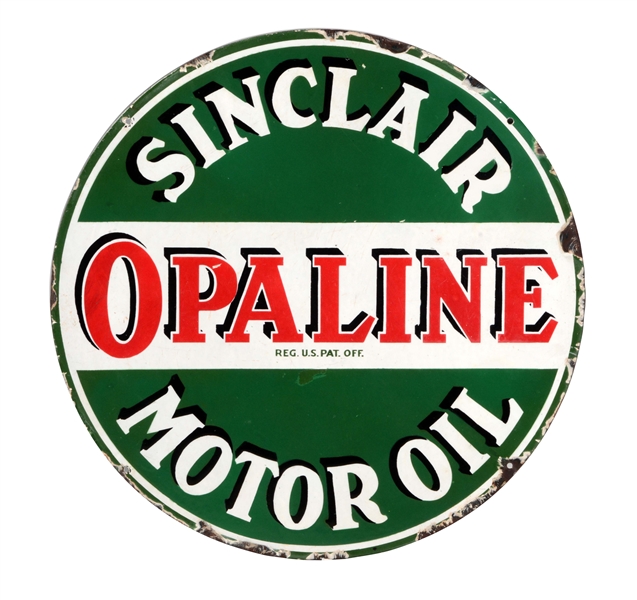 SINCLAIR OPALINE MOTOR OIL PORCELAIN SIGN.