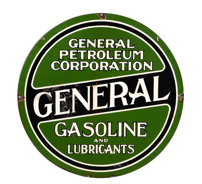 GENERAL GASOLINE & LUBRICANTS PORCELAIN SIGN.