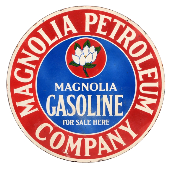 MAGNOLIA GASOLINE FOR SALE HERE PORCELAIN SIGN.