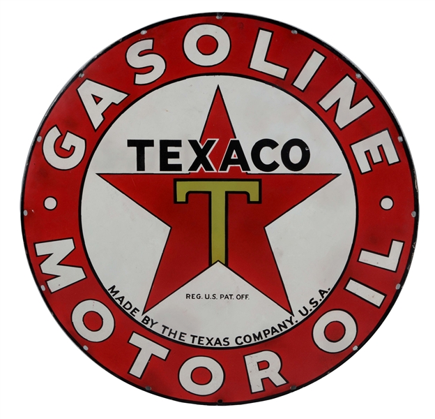 TEXACO GASOLINE & MOTOR OIL PORCELAIN SIGN