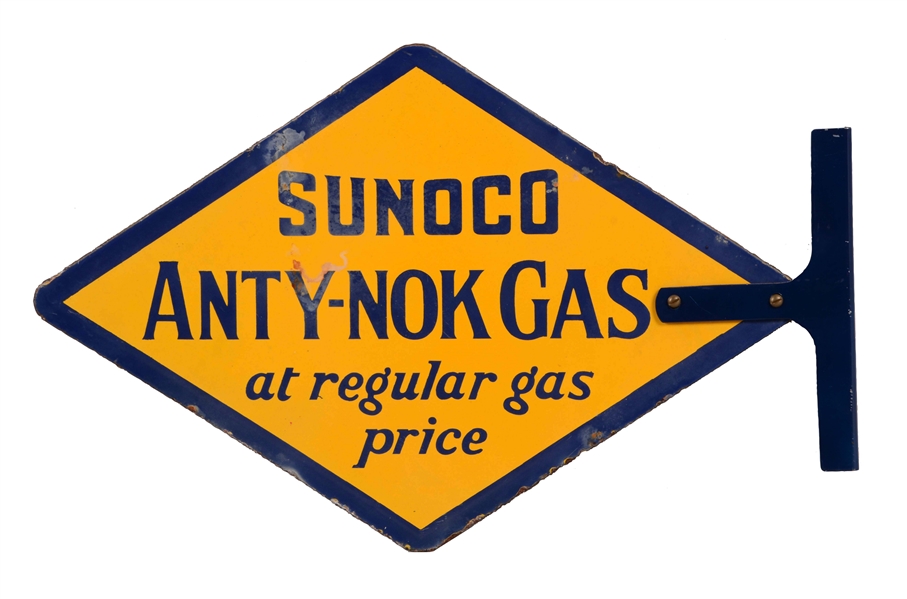 SUNOCO ANTY-NOK GAS DIAMOND SHAPED PORCELAIN SIGN.