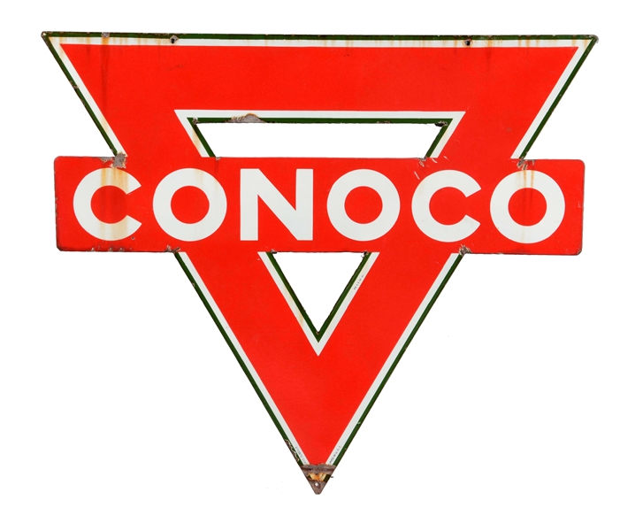 CONOCO GASOLINE PORCELAIN SERVICE STATION SIGN.