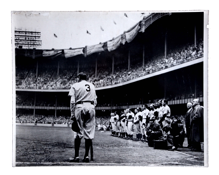 LARGE FORMAT 1950S BABE RUTH BOWS OUT PHOTOGRAPH BY NAT FEIN(PSA/DNA).