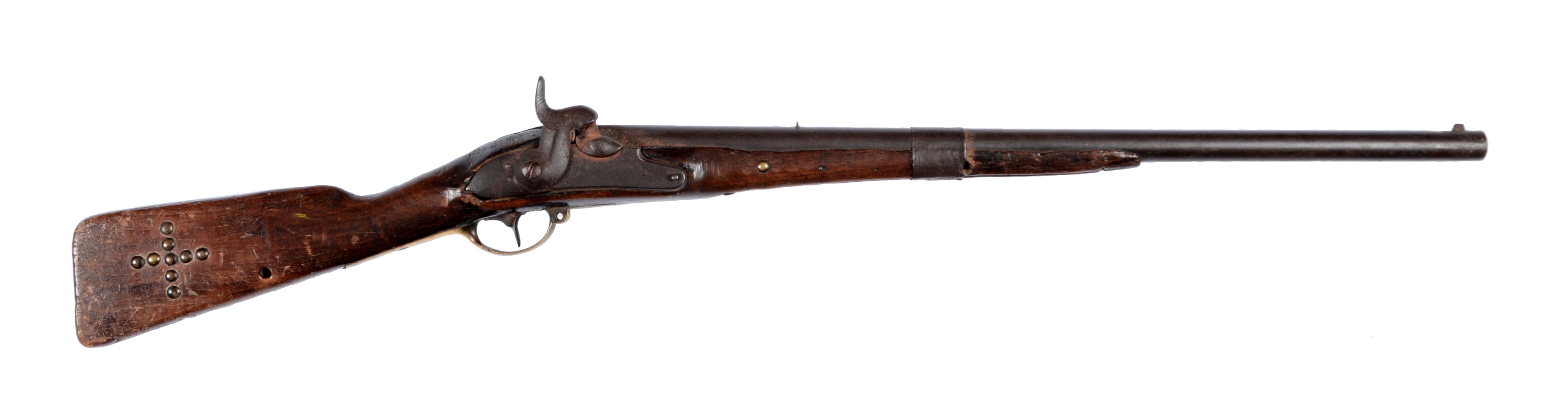 (A) INDIAN TACK DECORATED PERCUSSION CARBINE.