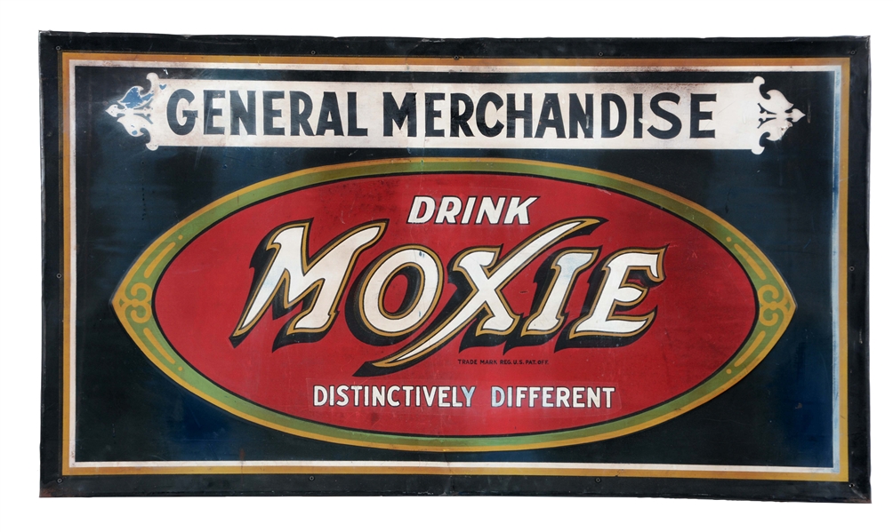 MOXIE SODA POP EMBOSSED TIN GENERAL STORE SIGN 
