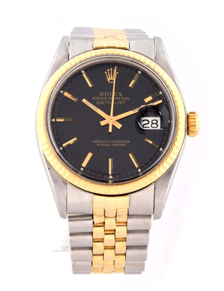 ROLEX MENS STAINLESS STEEL & 14K YELLOW GOLD DATEJUST.
