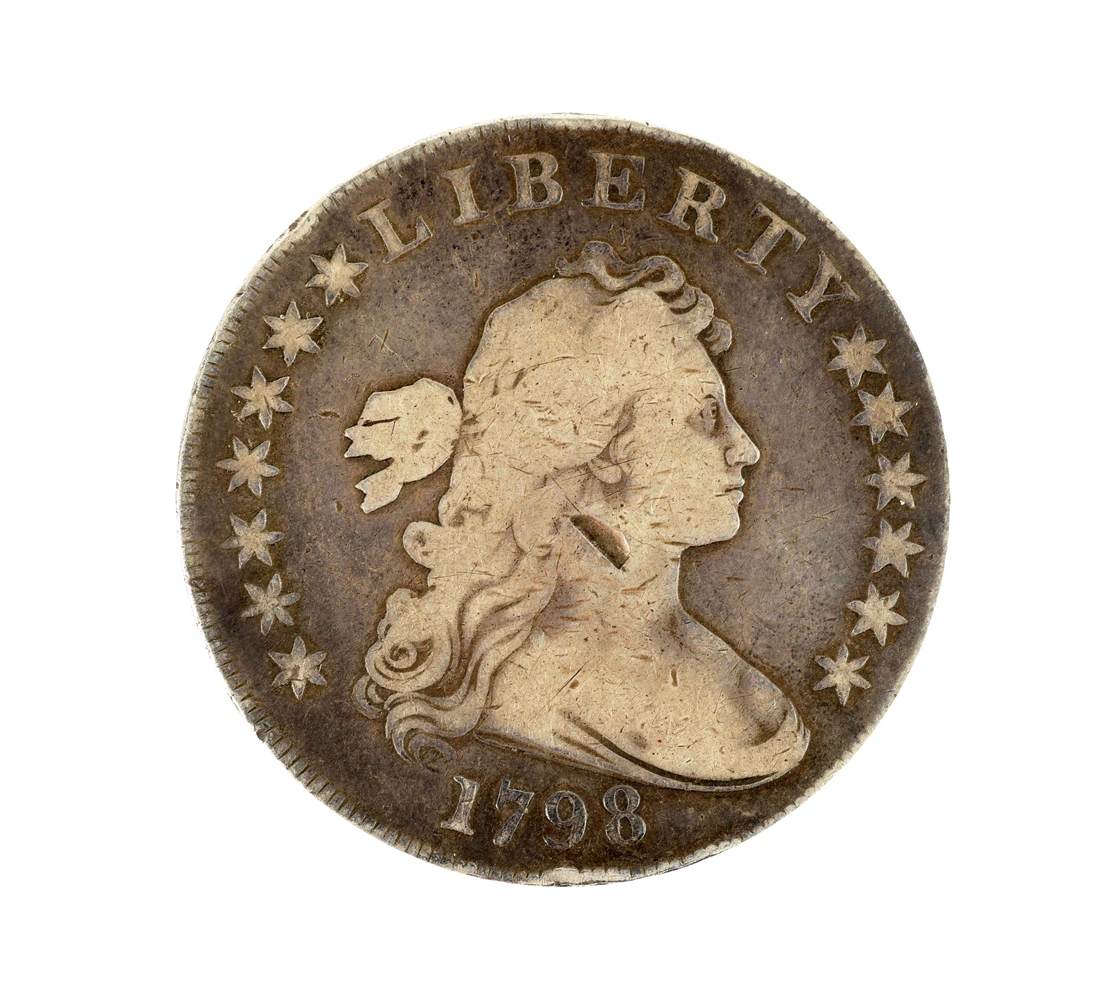1798 BUST SILVER DOLLAR, LARGE EAGLE.